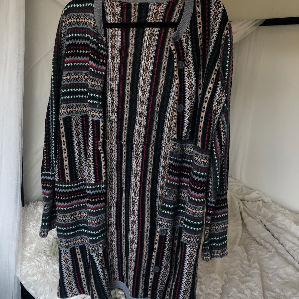 Long Patterned Cardigan